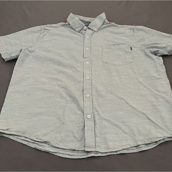 Mens Hurley Casual Button-Up Shirt Size X-Large Short Sleeve Green Chest Pocket - Picture 4 of 12